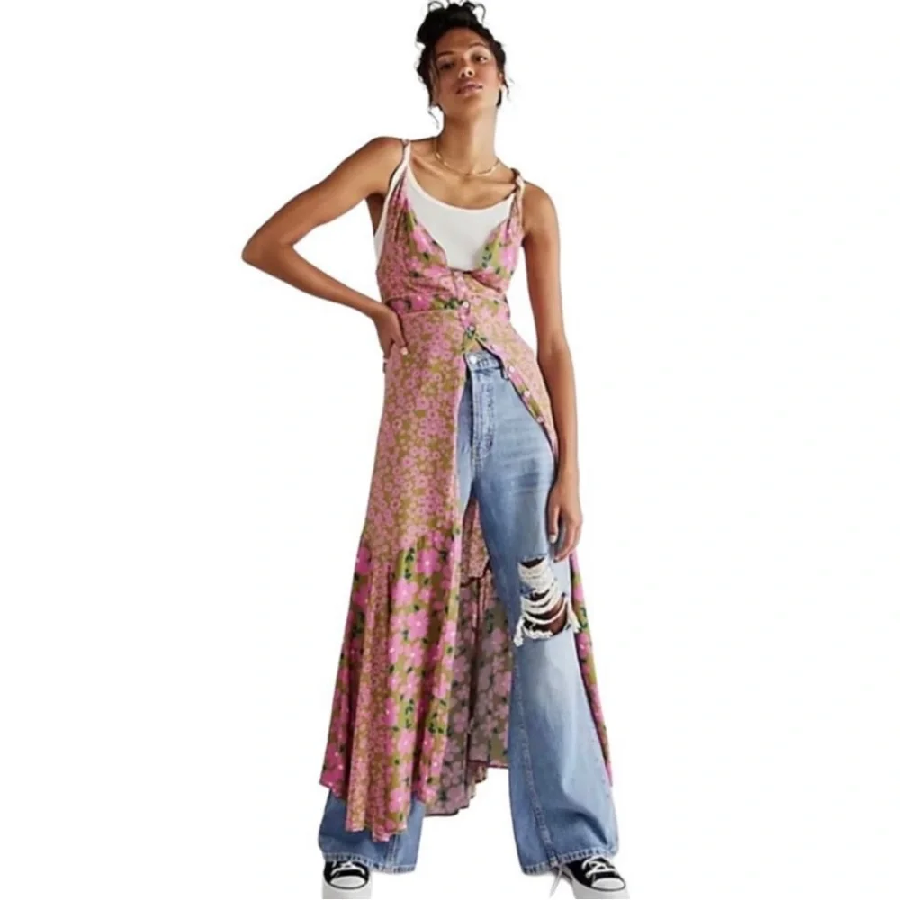 Free People Dewberry Printed Floral Sweetheart Maxi Dress Size Small NWOT